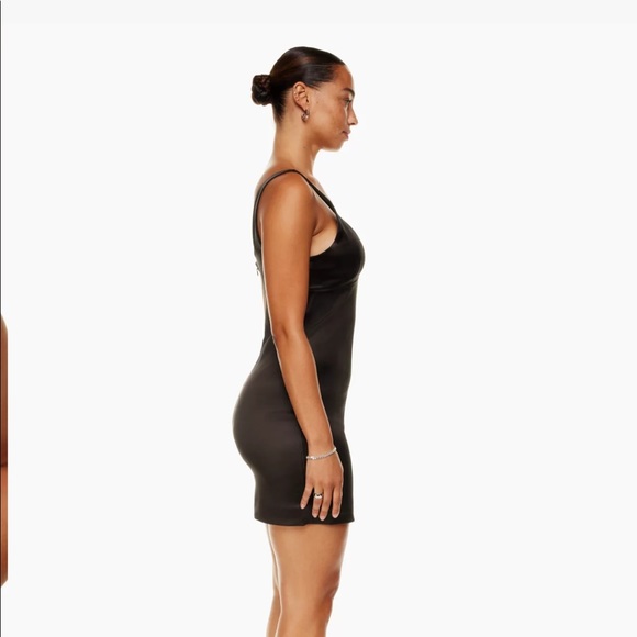 Ten By Babaton satin v neck mini dress black, size 0 - Picture 2 of 14